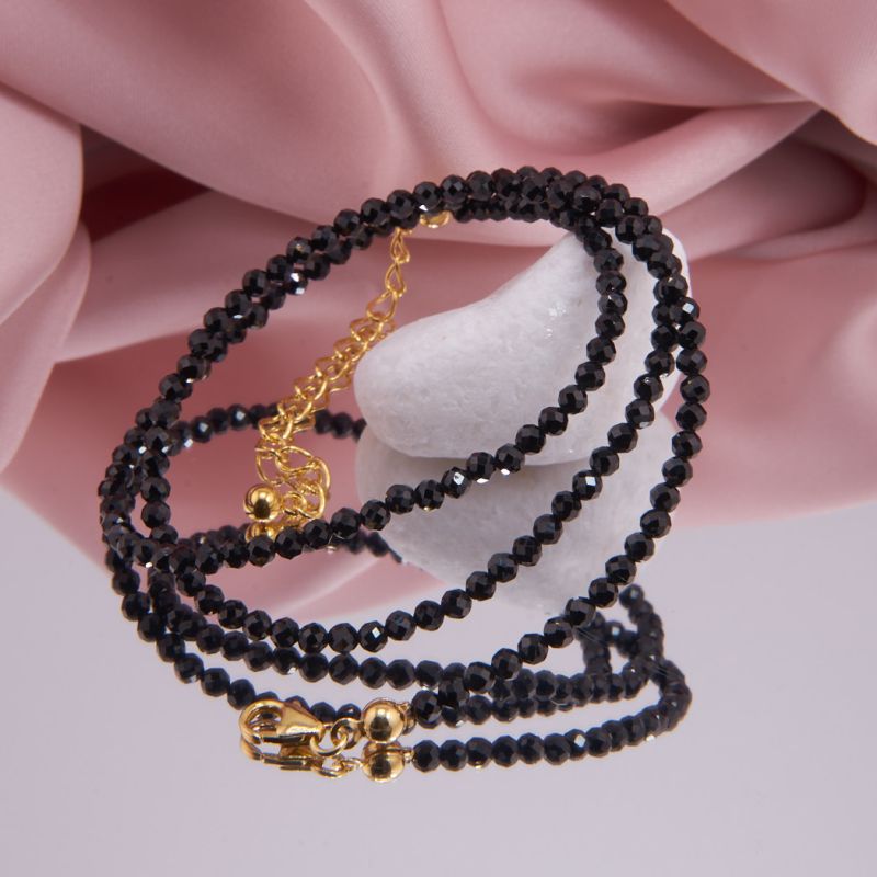Spinell Kette, schwarz, facettiert